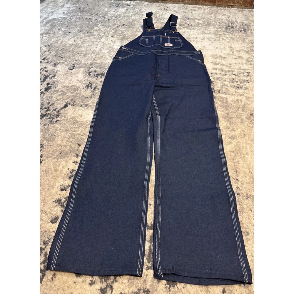 Round House denim Jean Blue Bib Overalls Mens Size 34 X 34 New